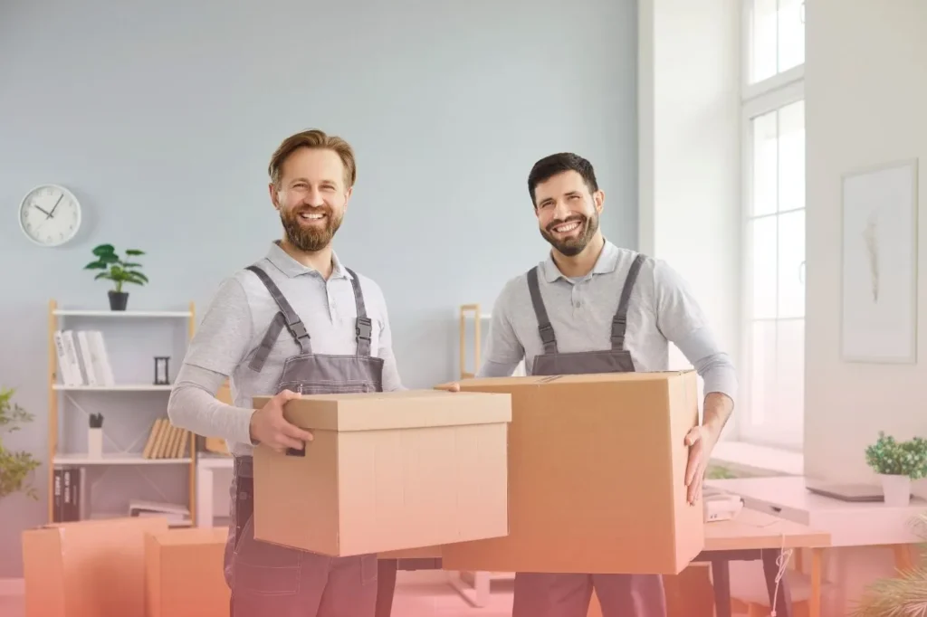 Two man each holding a box